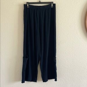 Bryn Walker Casbah Cotton Gauze Navy Wide Leg Crop Stretch Pants XL